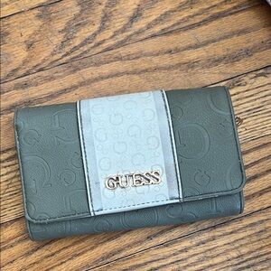 Guess Olive and Light Gray Embossed Wallet
